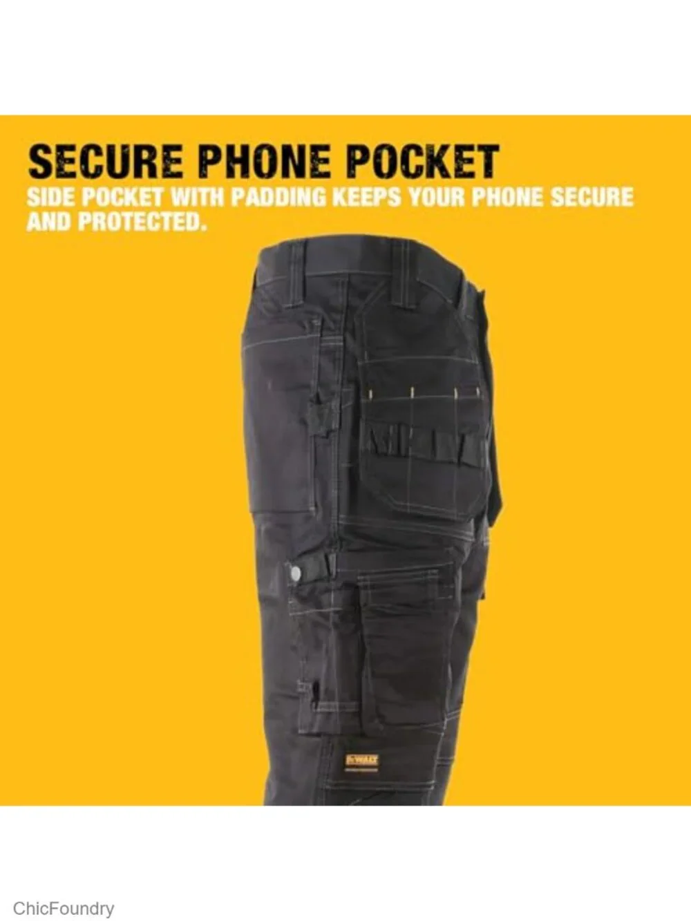 Men's Loose Fit Work Pants with Holster Pockets, Cotton Blend Stretch
